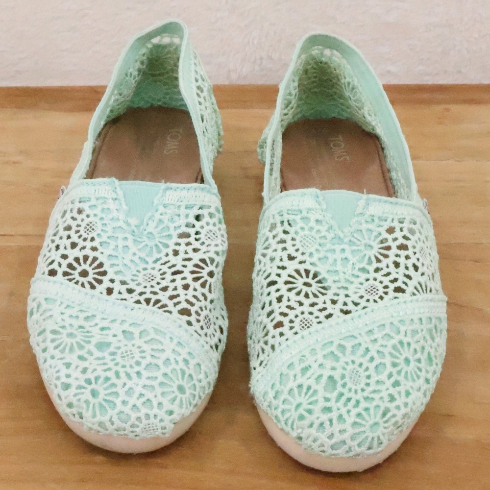 Toms Mint Crochet Slip-On Espadrilles